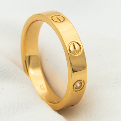 [Luxe Jewelry]LOVE RING 4MM 1 DIAMOND PINK GOLD