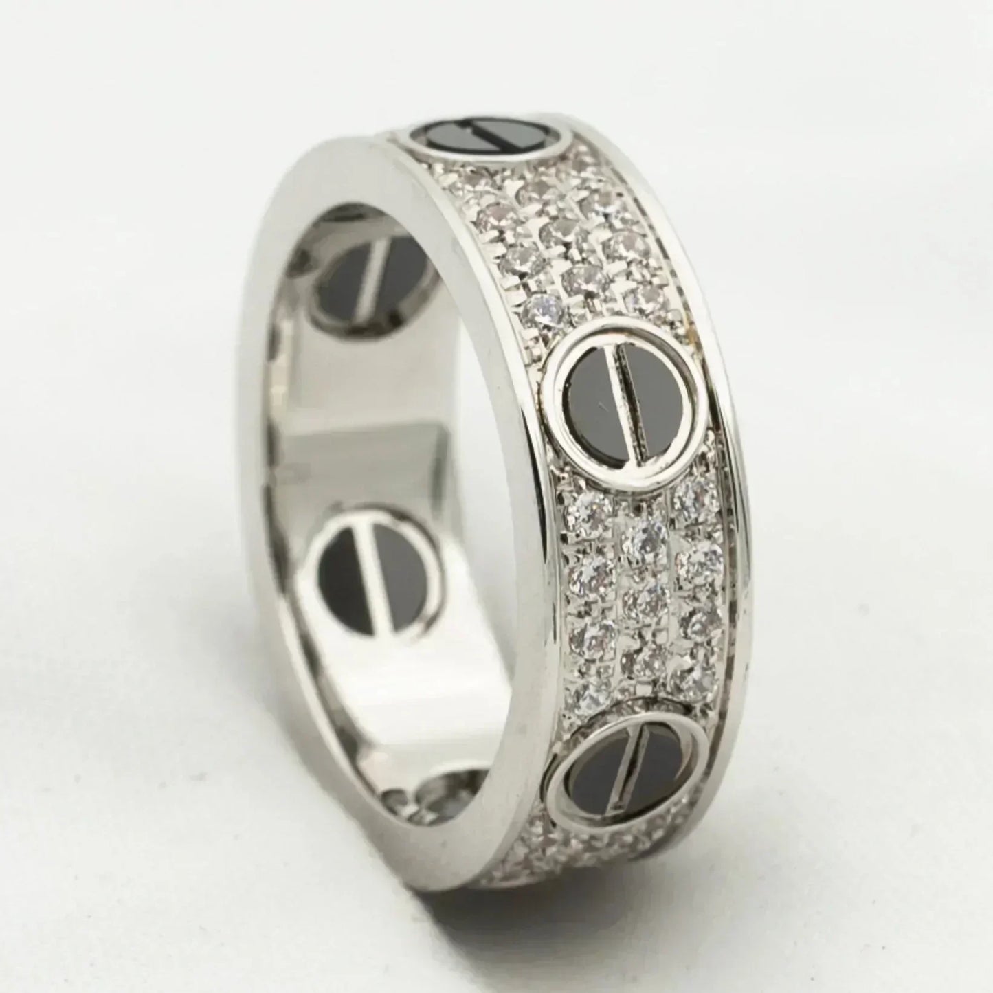 [Luxe Jewelry]LOVE RING 5.5MM DIAMONDS PAVED CERAMIC