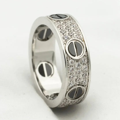 [Luxe Jewelry]LOVE RING 5.5MM DIAMONDS PAVED CERAMIC
