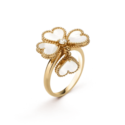 [Luxe Jewelry]SWEET CLOVER WHITE MOP RING
