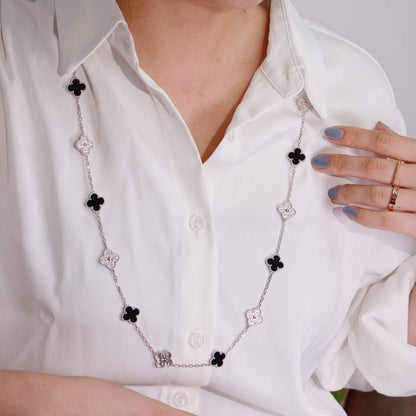 [Luxe Jewelry]CLOVER 20 MOTIFS ONYX DIAMOND SILVER