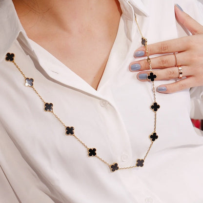 [Luxe Jewelry]CLOVER 20 MOTIFS ONYX ROSE GOLD