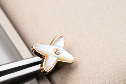 [Luxe Jewelry]JEUX DE WHITE MOP PINK GOLD DIAMOND EARRINGS