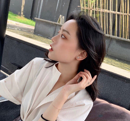 [Luxe Jewelry]JEUX DE WHITE MOP ROSE GOLD DIAMOND EARRINGS