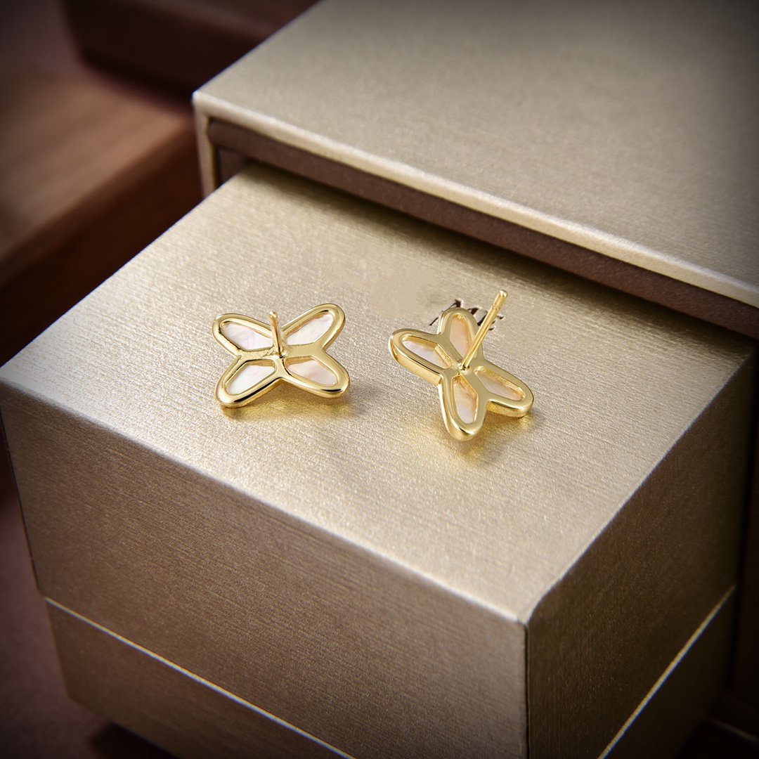 [Luxe Jewelry]JEUX DE WHITE MOP GOLD DIAMOND EARRINGS