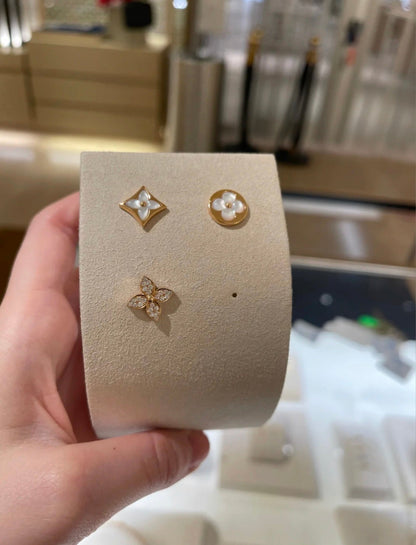 [Luxe Jewelry]STAR BLOSSOM STUD EARRINGS PINK GOLD DIAMONDS