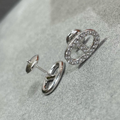[Luxe Jewelry]HM FULL DIAMOND PIG NOSE STUD EARRINGS