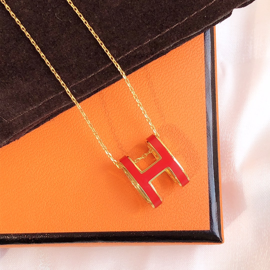 [Luxe Jewelry]HM CLIC RED ENAMEL GOLD NECKLACE