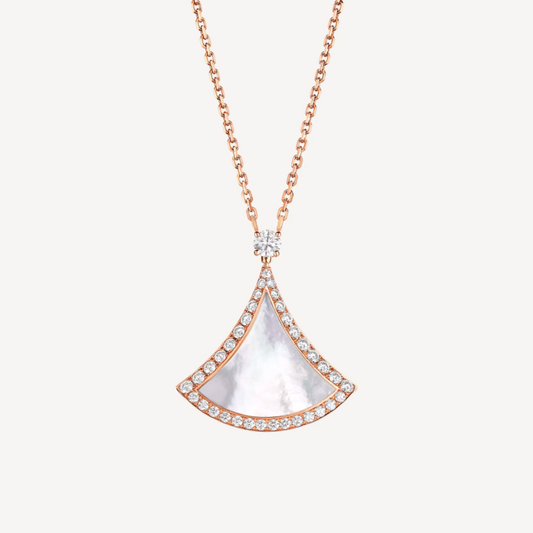 [Luxe Jewelry]DREAM MOP DIAMOND PAVED PINK GOLD NECKLACE