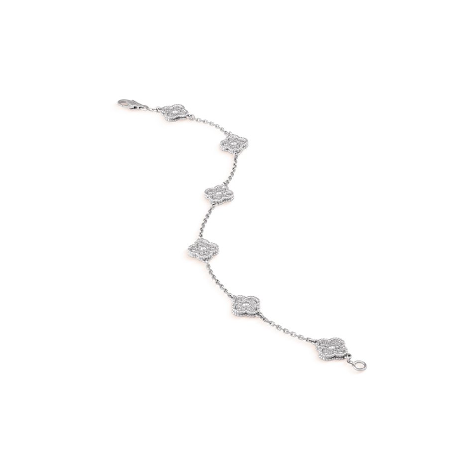 [Luxe Jewelry]CLOVER 6 MOTIF SILVER DIAMOND BRACELET