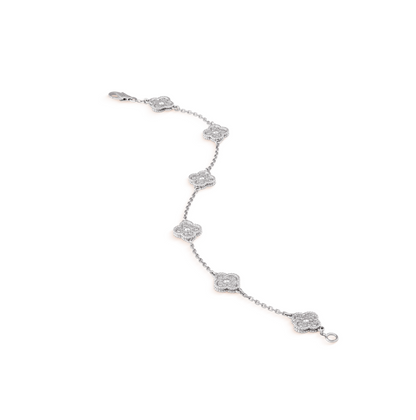 [Luxe Jewelry]CLOVER 6 MOTIF SILVER DIAMOND BRACELET