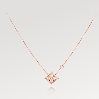 [Luxe Jewelry]STAR PINK MOP 1 DIAMOND PINK GOLD NECKLACE