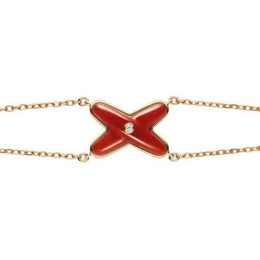 [Luxe Jewelry]JEUX BRACELET CARNELIAN PINK GOLD 1 DIAMOND