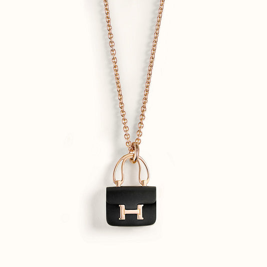 [Luxe Jewelry]CONSTANCE BLACK PEDANT PINK GOLD NECKLACE