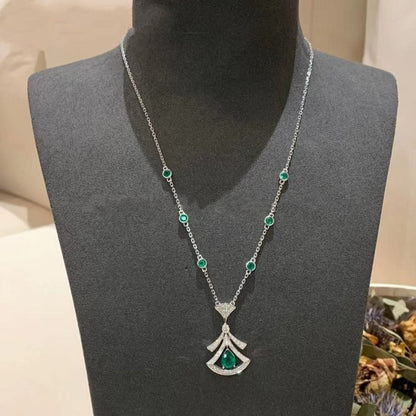 [Luxe Jewelry]DREAM NECKLACE MALACHITE DIAMOND SILVER