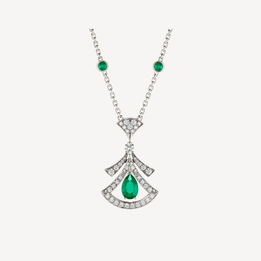 [Luxe Jewelry]DREAM NECKLACE MALACHITE DIAMOND SILVER