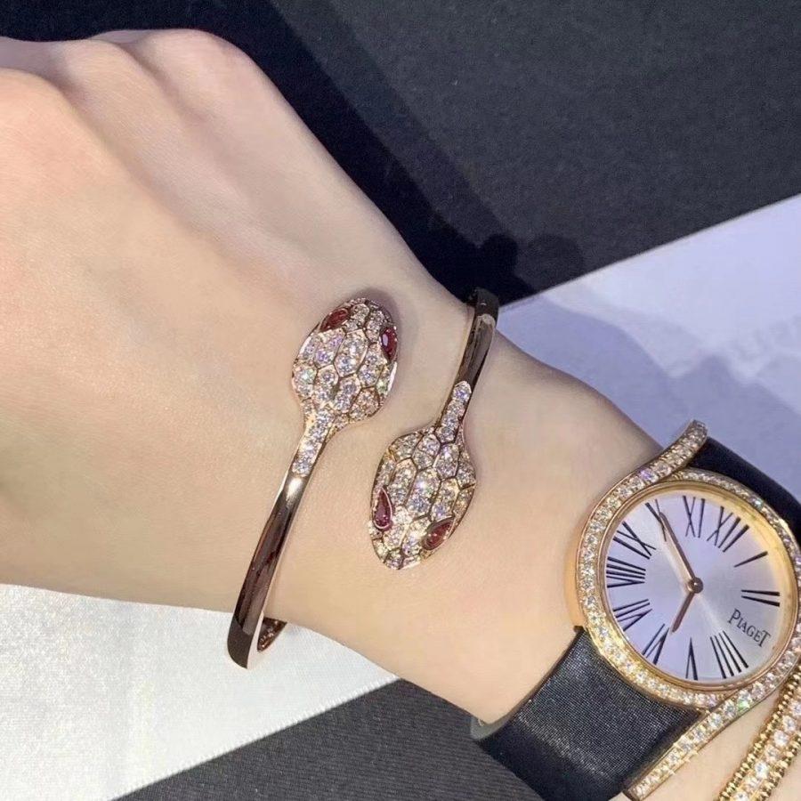 [Luxe Jewelry]SERPENTI BRACELET PINK GOLD DIAMOND DOUBLE SNAKE