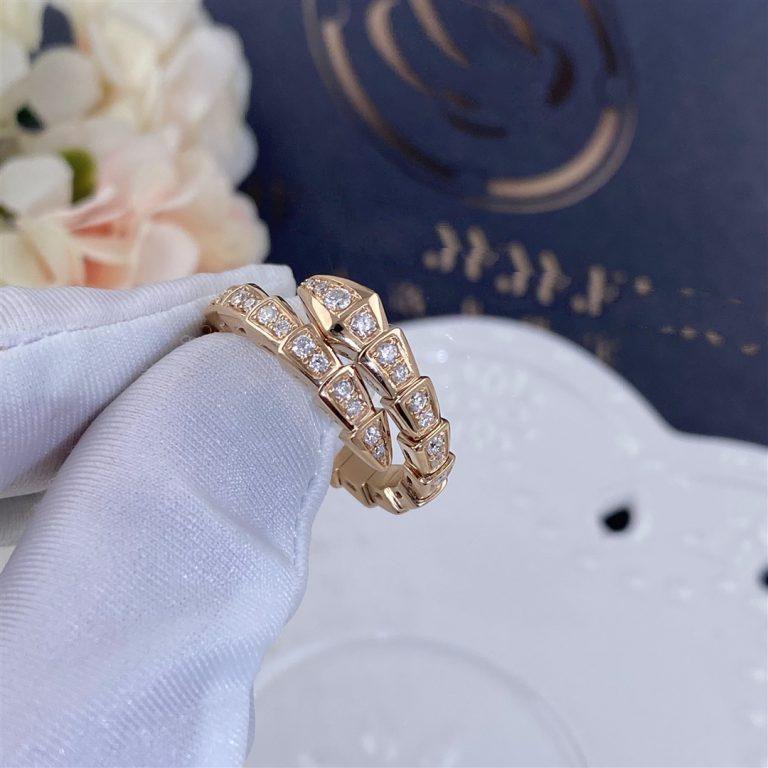 [Luxe Jewelry]SERPENTI RING PINK GOLD DIAMOND PAVED 4MM