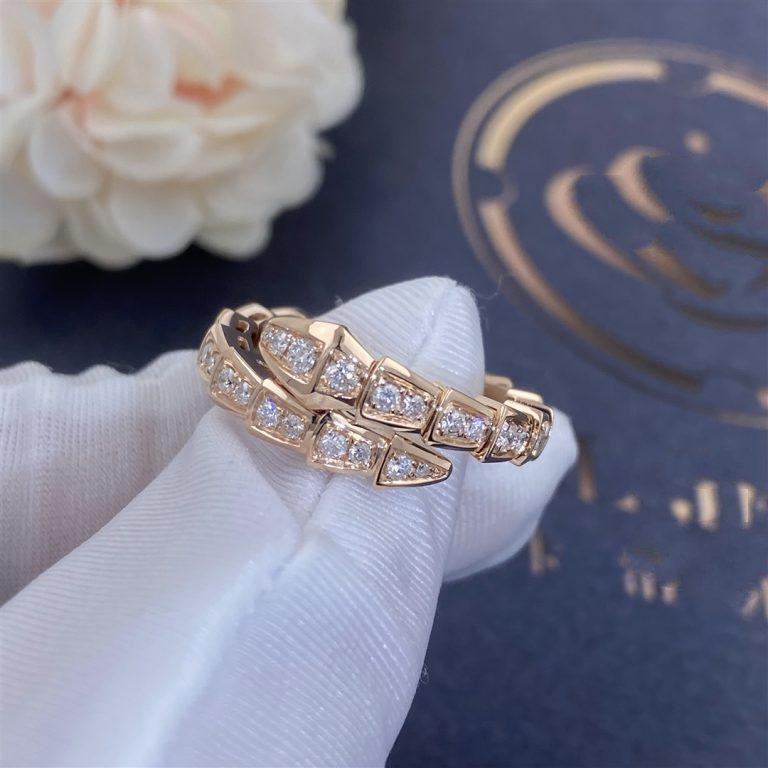 [Luxe Jewelry]SERPENTI RING PINK GOLD DIAMOND PAVED 4MM