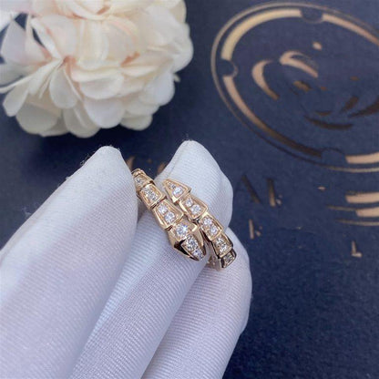 [Luxe Jewelry]SERPENTI RING PINK GOLD DIAMOND PAVED 4MM