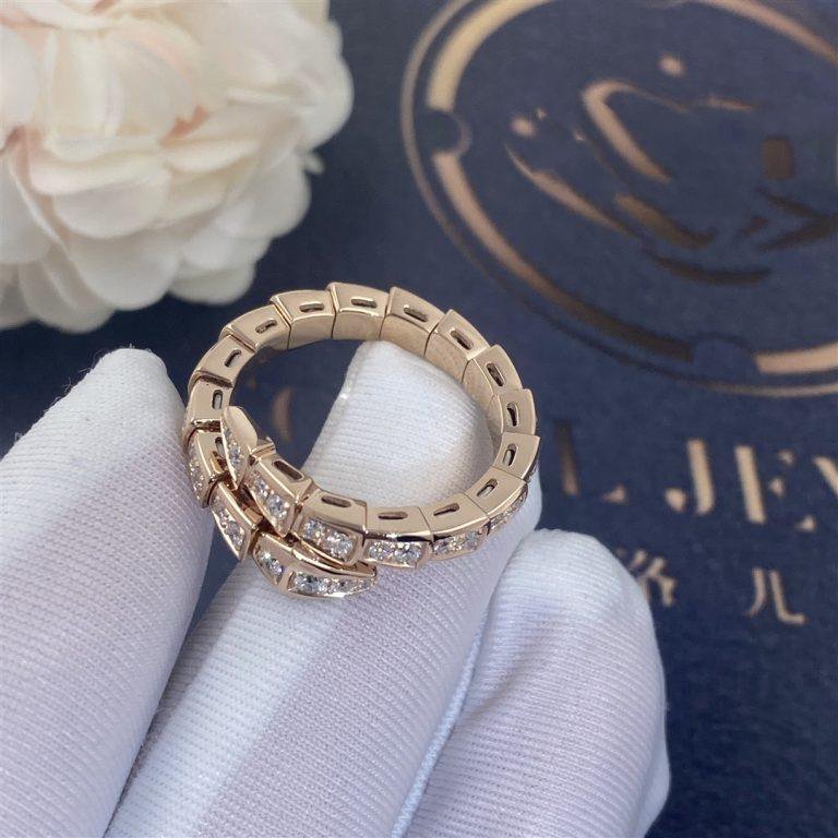 [Luxe Jewelry]SERPENTI RING PINK GOLD DIAMOND PAVED 4MM