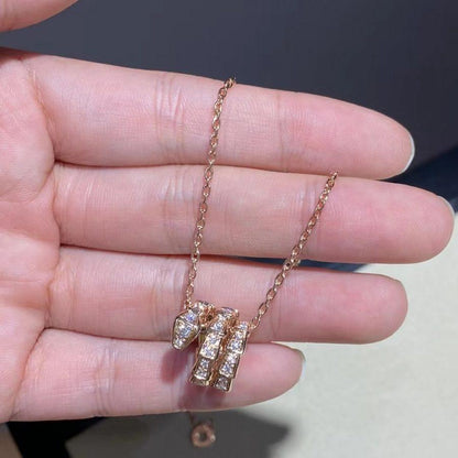 [Luxe Jewelry]SERPENTI PINK GOLD NECKLACE DOUBLE RING DIAMOND