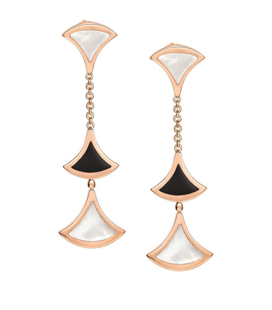 [Luxe Jewelry]DREAM EARRINGS 3 MOTIFS ONYX MOP PINK GOLD