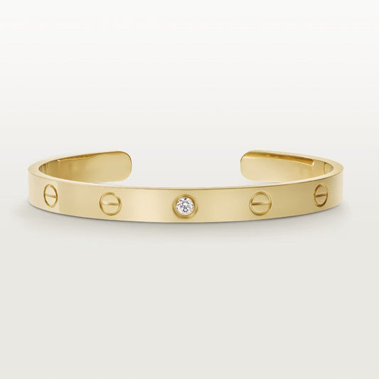 [Luxe Jewelry]LOVE BRACELET 6.1MM 1 DIAMOND OPEN CUFF