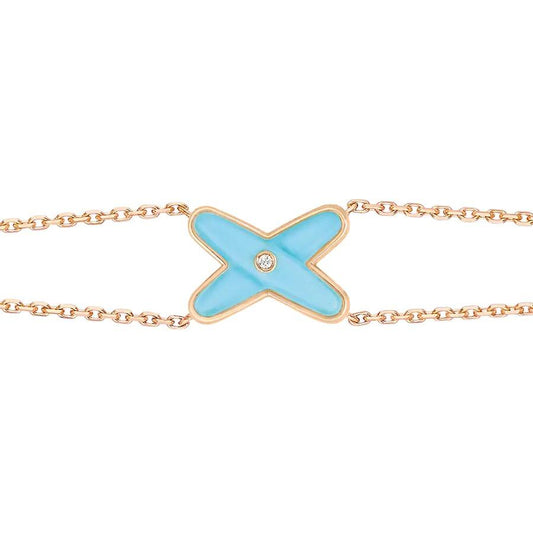[Luxe Jewelry]JEUX BRACELET TURQUOISE PINK GOLD 1 DIAMOND