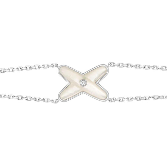[Luxe Jewelry]JEUX BRACELET WHITE MOP SILVER 1 DIAMOND