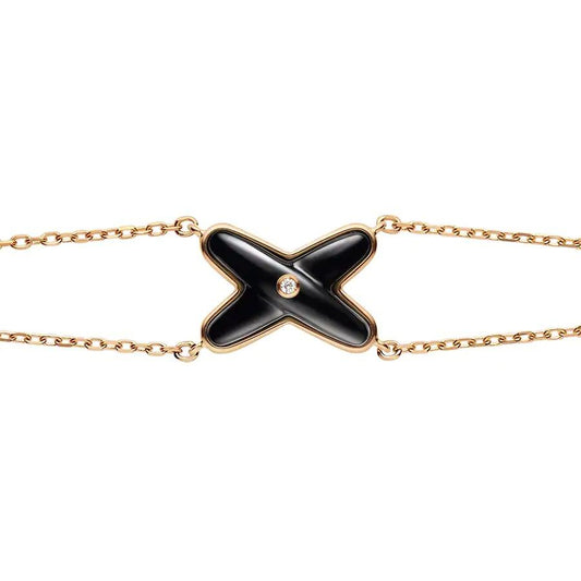[Luxe Jewelry]JEUX BRACELET ONYX PINK GOLD 1 DIAMOND