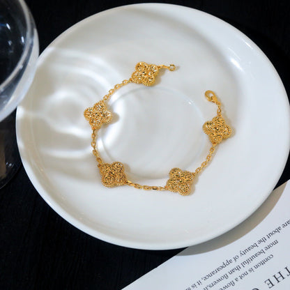 [Luxe Jewelry]CLOVER 5 MOTIFS BRONZING BRACELET