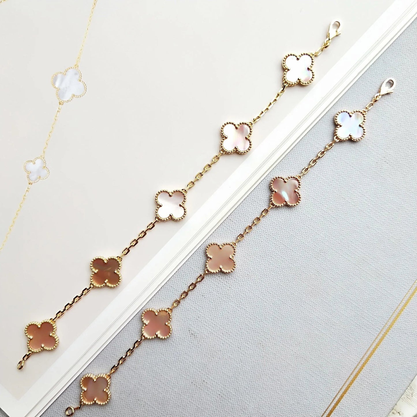 [Luxe Jewelry]CLOVER 5 PINK MOP BRACELET