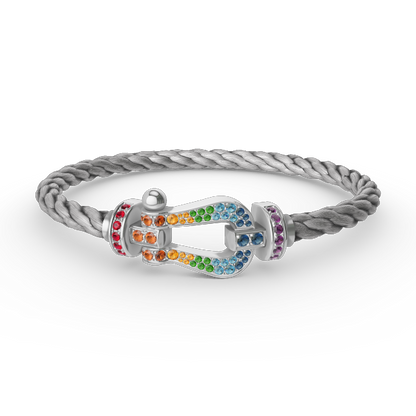 [Luxe Jewelry]FORC LARGE HORSESHOE  COLORED DIAMOND BRACELET SILVER