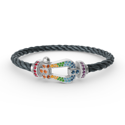 [Luxe Jewelry]FORC LARGE HORSESHOE  COLORED DIAMOND BRACELET SILVER