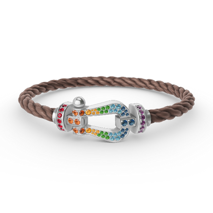 [Luxe Jewelry]FORC LARGE HORSESHOE  COLORED DIAMOND BRACELET SILVER