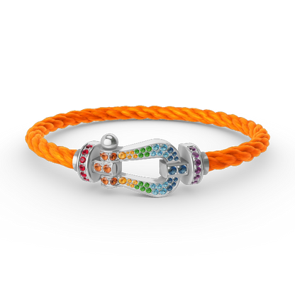 [Luxe Jewelry]FORC LARGE HORSESHOE  COLORED DIAMOND BRACELET SILVER