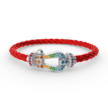 [Luxe Jewelry]FORC LARGE HORSESHOE  COLORED DIAMOND BRACELET SILVER