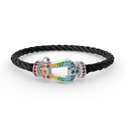 [Luxe Jewelry]FORC LARGE HORSESHOE  COLORED DIAMOND BRACELET SILVER