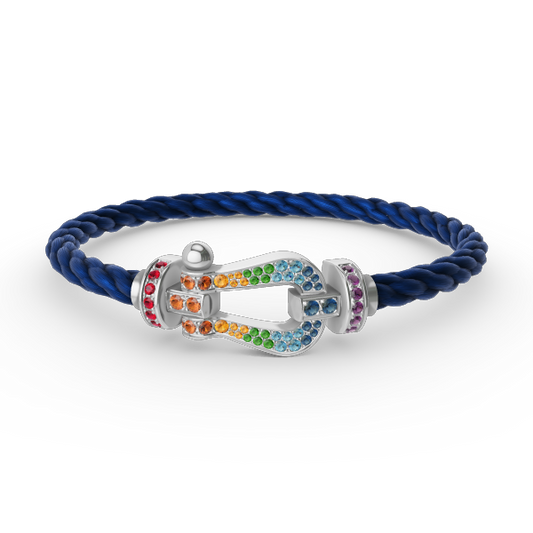 [Luxe Jewelry]FORC LARGE HORSESHOE  COLORED DIAMOND BRACELET SILVER