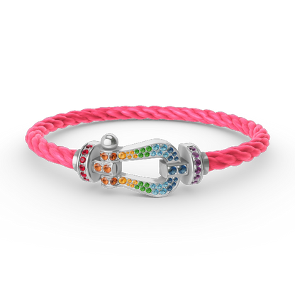 [Luxe Jewelry]FORC LARGE HORSESHOE  COLORED DIAMOND BRACELET SILVER