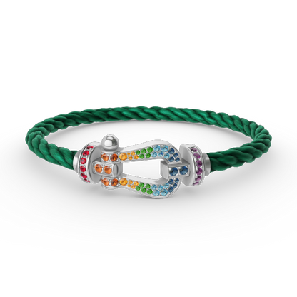 [Luxe Jewelry]FORC LARGE HORSESHOE  COLORED DIAMOND BRACELET SILVER