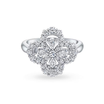 [Luxe Jewelry]LOOP RING FULL MOTIF DIAMOND 16MM SILVE