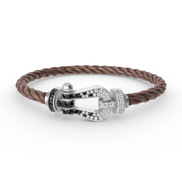 [Luxe Jewelry]FORCE LARGE HORSESHOE BLACK WHITE DIAMOND BRACELET SILVER