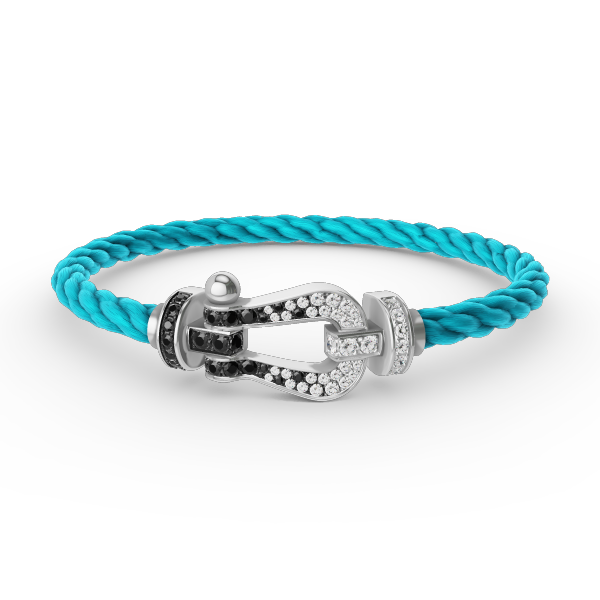 [Luxe Jewelry]FORCE LARGE HORSESHOE BLACK WHITE DIAMOND BRACELET SILVER