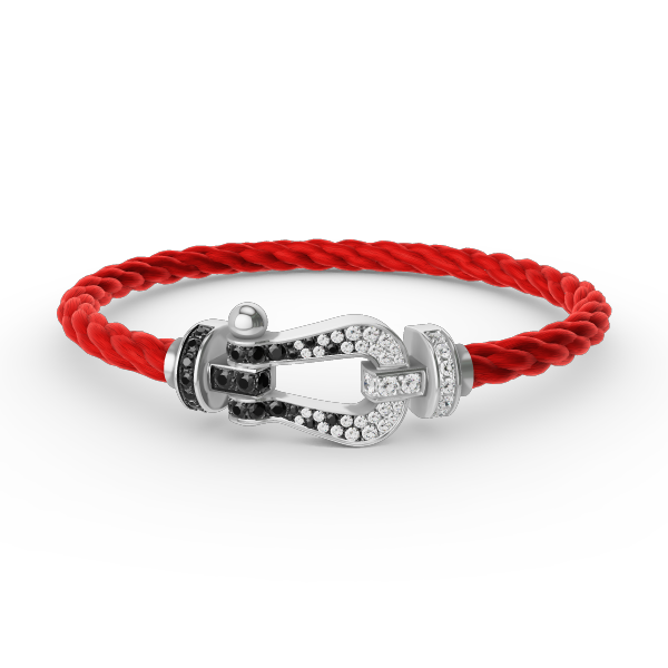 [Luxe Jewelry]FORCE LARGE HORSESHOE BLACK WHITE DIAMOND BRACELET SILVER