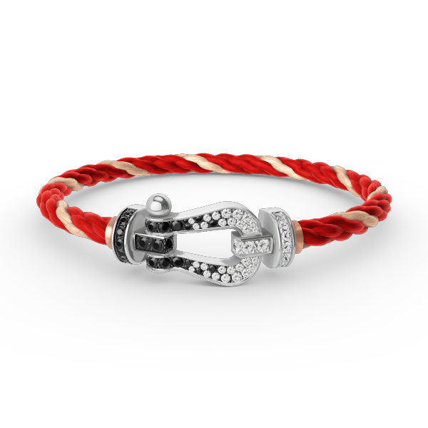 [Luxe Jewelry]FORCE LARGE HORSESHOE BLACK WHITE DIAMOND BRACELET SILVER