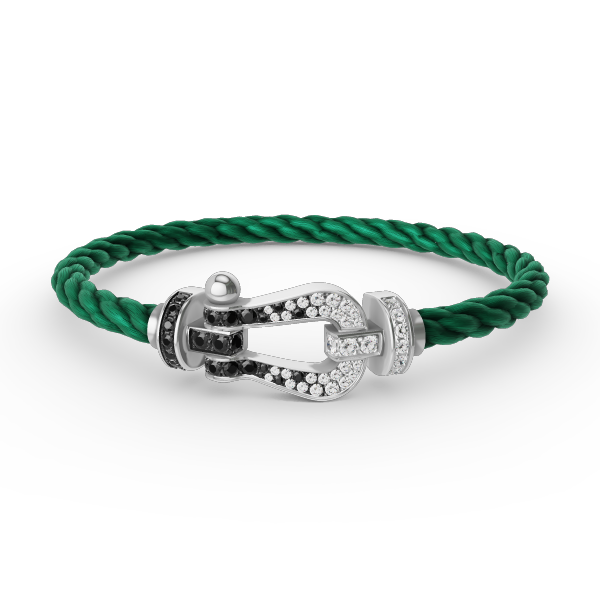 [Luxe Jewelry]FORCE LARGE HORSESHOE BLACK WHITE DIAMOND BRACELET SILVER