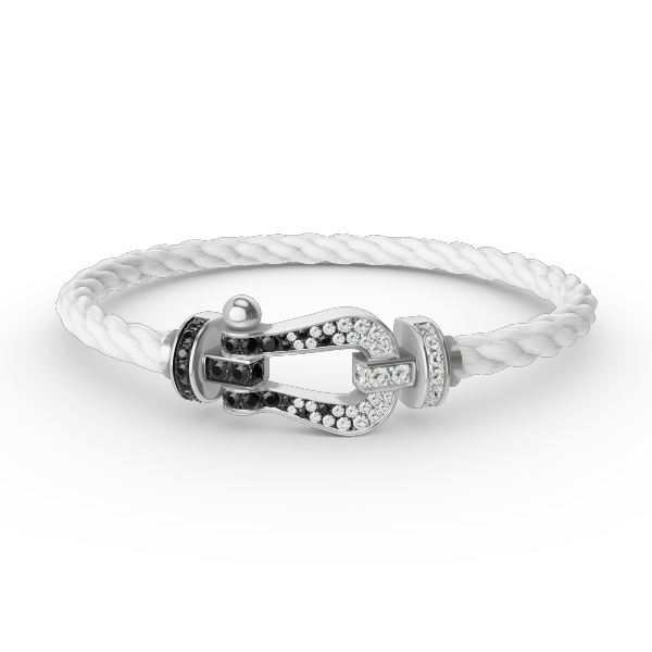[Luxe Jewelry]FORCE LARGE HORSESHOE BLACK WHITE DIAMOND BRACELET SILVER