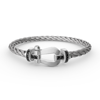 [Luxe Jewelry]FORCE LARGE HORSESHOE BLACK DIAMOND BRACELET SILVER